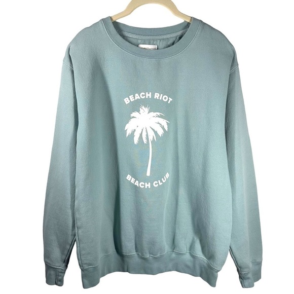 Beach Riot Beach Club Sweatshirt Women's Small S Green Crewneck Palm Tree Summer - Picture 1 of 5